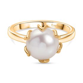 Weiße Süßwasser Perle Ring Nickelfreies Messing (Größe 18.00)