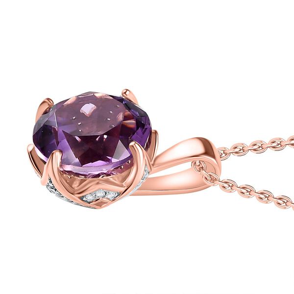 Rose De France Amethyst und Zirkon Anhänger mit 45cm Kette - 7,15 ct. image number 4