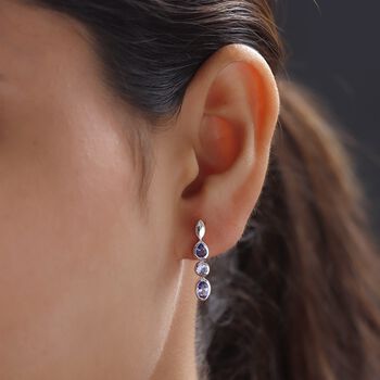 Tansanit Trilogie Ohrringe - 1,03 ct.