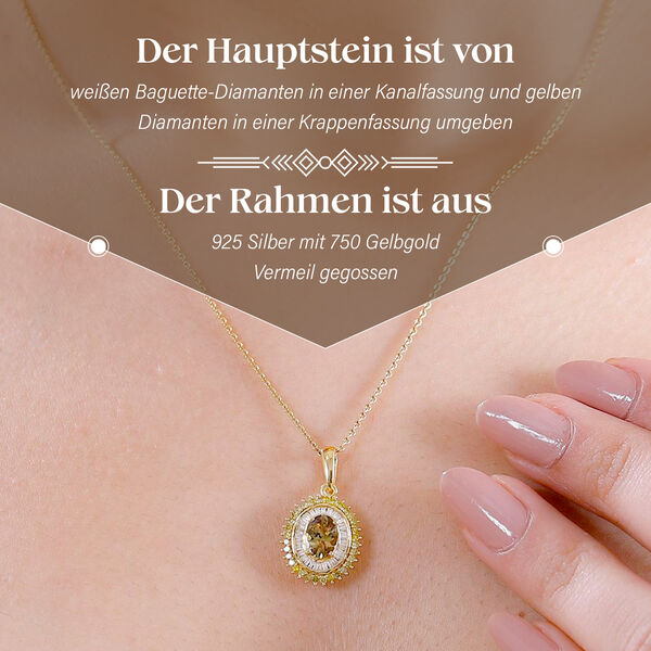 AA Natürlicher goldener Tansanit, gelber und weißer Diamant-Anhänger - 1,11 ct. image number 3