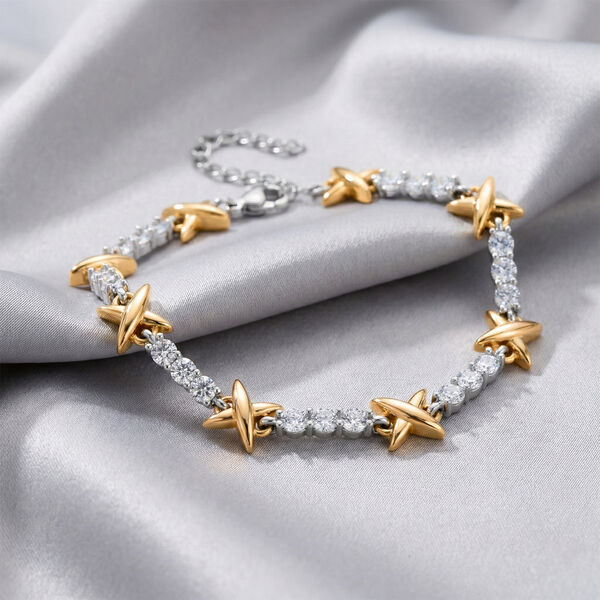 Wei&szlig;er Zirkonia Armband ca. 19 cm Nickelfreies Messing Standard image number 1