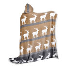 Hoodie-Decke mit Sherpa-Futter, Hirsch-Muster, Größe 150x200 cm, Schwarz und Braun image number 3