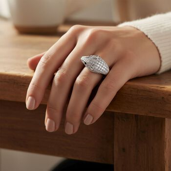 Lustro Stella Schwarzer Zirkonia, Wei&szlig;er Zirkonia Panther Ring 925 Silber rhodiniert (Gr&ouml;&szlig;e 18.00)