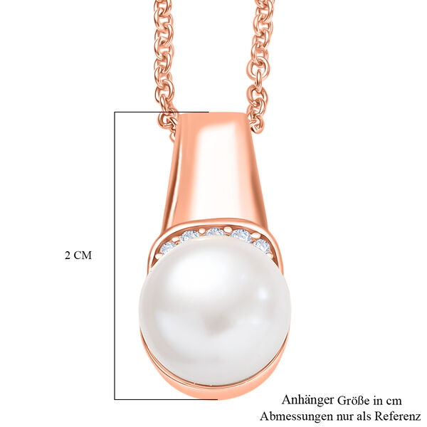 EVER TRUE Süßwasser Perle (8-10 mm), Weißer Zirkon Schmuckset ca. 50 cm 5.78 ct image number 6