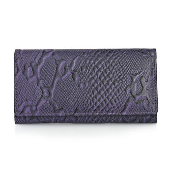 "RfidProtected 100% Python Embossed Genuine Leather Women's Wallet Color : Purple Size:7.25x4 INCH "