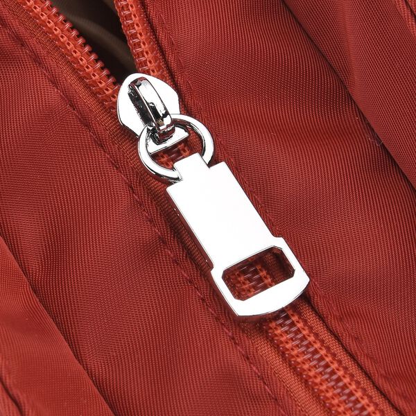 Signature Handtasche, edles Nylon Design mit 3 Rei&szlig;verschluss Taschen und 2 offenen Au&szlig;entaschen, 30x30x10cm, Burgunderrot image number 6