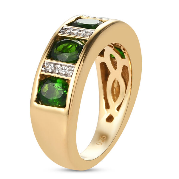 Nat&uuml;rlicher Chromdiopsid und Zirkon Ring 925 Silber vergoldet  ca. 2,12 ct image number 5
