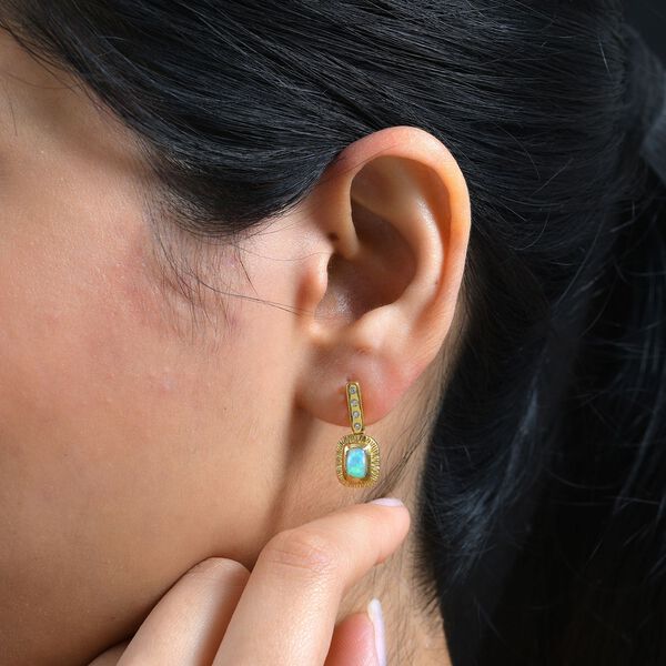 AA nat&uuml;rliche, &auml;thiopische Welo Opal und Zirkon-Ohrringe - 0,92 ct. image number 4