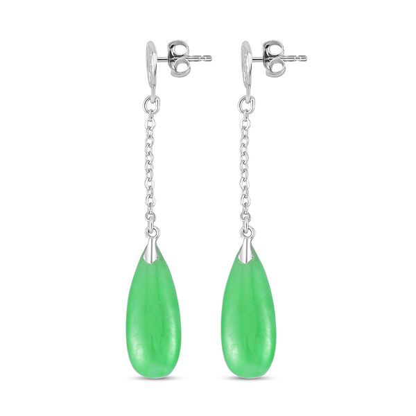 Gr&uuml;ne Jade Ohrringe 925 Silber rhodiniert ca. 10.00 ct image number 4