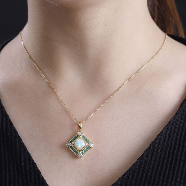 AA Natürlicher, äthiopischer Welo Opal, Kagem sambischer Smaragd und Zirkon-Anhänger - 2,72 ct. image number 4