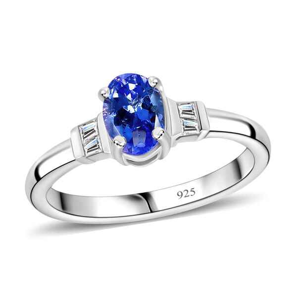 Tansanit und Zirkon Ring 925 Silber Platin-Überzug image number 4