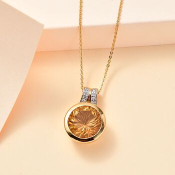 Citrin und Zirkon Anh&auml;nger mit 45cm Kette - 6.84 ct