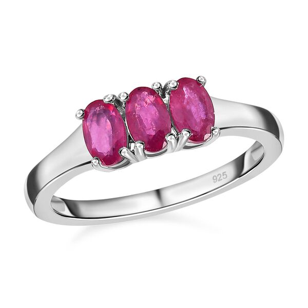 Afrikanischer Rubin (Fissure gef&uuml;llt) Ring, 925 Silber platiniert (Gr&ouml;&szlig;e 19.00) ca. 1.04 ct image number 4