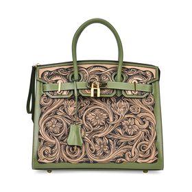 Grand Pelle  - Designer-inspirierte Echtleder Handtasche, hellgrün