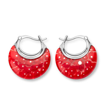 Rote Huggie-Ohrringe im Murano-Stil