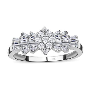 Moissanit Ballerina Ring, 925 Silber rhodiniert - 1,11 ct.