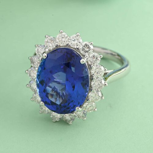 RHAPSODY zertifiziert und geprüft AAAA Tansanit und VS-EF Diamant Ring in 950 Platin - 11,25 ct. image number 1
