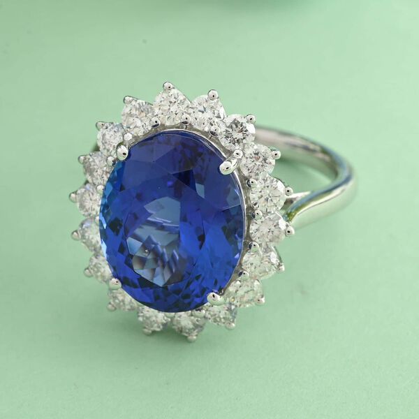 RHAPSODY zertifiziert und geprüft AAAA Tansanit und VS-EF Diamant Ring in 950 Platin - 11,25 ct. image number 1