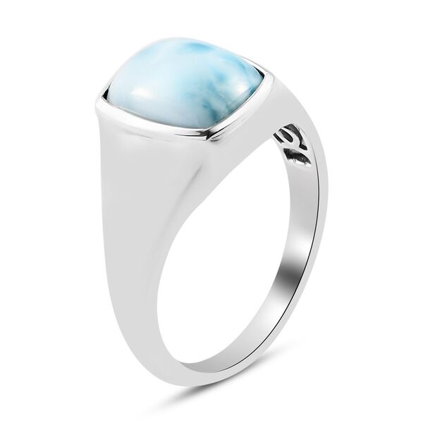 Larimar Solit&auml;r Herren Ring 925 Silber Platin-&Uuml;berzug image number 4