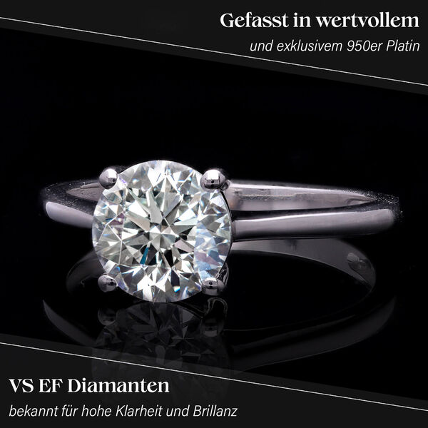 LUXURIANT SGL zertifizierter VS-EF Labor Rundschliff Diamant Ring in 950 Platin - 2 ct. image number 10