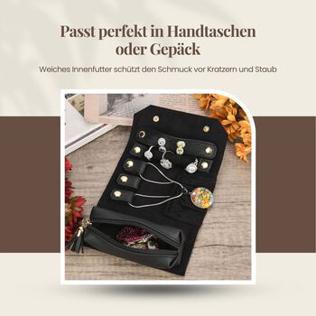 Mini-Schmuckrollen-Organizer, 24x14cm offen, 14x6,5cm geschlossen, Schwarz