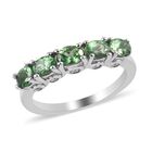 Tsavorite Granat und Zirkon 5 Stein Ring 925 Silber Platin-Überzug image number 3