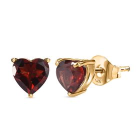 Roter Granat Ohrstecker 925 Silber vergoldet ca. 1,86 ct