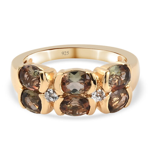 Natürlicher Jenipapo Andalusit und Zirkon Ring 925 Silber Gelbgold Vermeil  ca. 2,08 ct image number 0