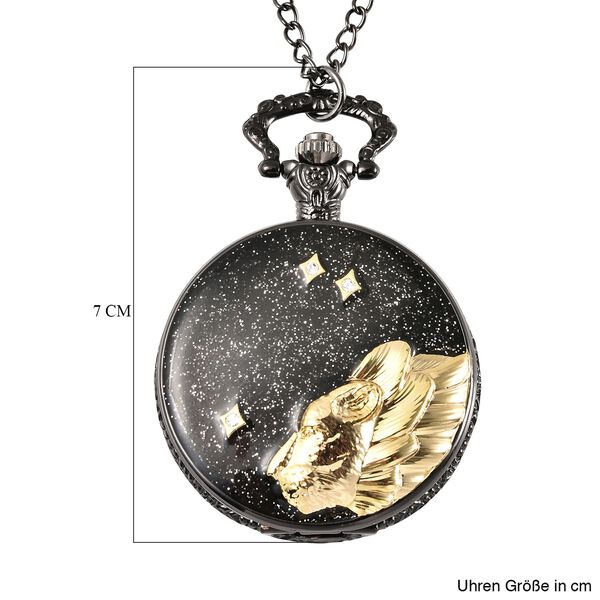 STRADA Taschenuhr mit 79cm Kette im L&ouml;we-Motiv, Japanisches Uhrwerk image number 6