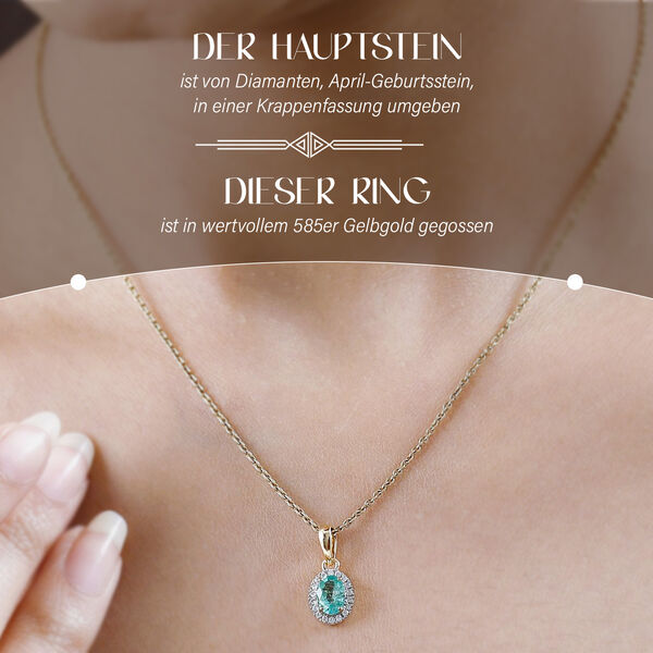 AA Kolumbianischer Smaragd und Diamant Anh&auml;nger in 585 Gold &ndash; 0,87 ct. image number 3