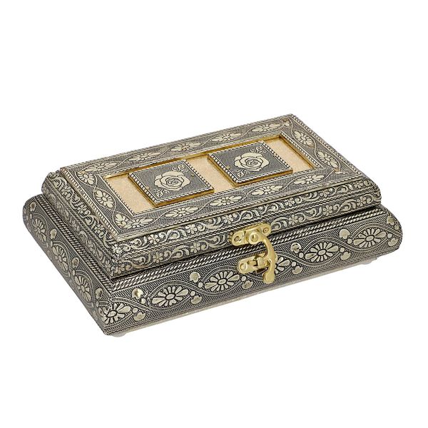 Elegante Schmuckbox im Antik-Stil &ndash; Teakholz & oxidiertes Aluminium image number 3