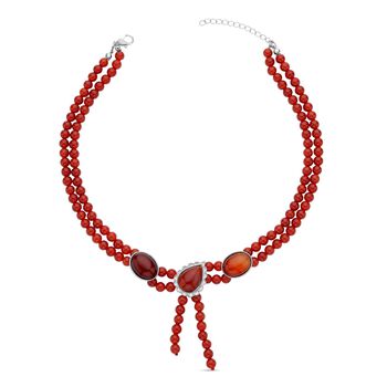 Rote Achat Halskette, ca. 45 cm, ca. 227,50 ct