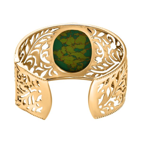 Grünes Türkis Armreif ca. 19 cm Reines Messing vergoldet ca. 47,48 ct. image number 5