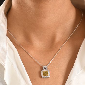 D'Joy gelber und wei&szlig;er Diamant Anh&auml;nger mit 50cm Kette - 1 ct.