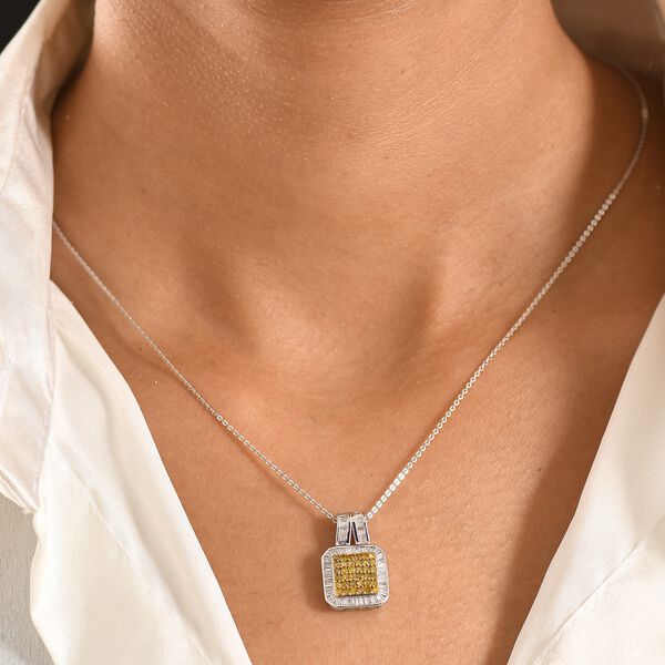 D'Joy gelber und wei&szlig;er Diamant Anh&auml;nger mit 50cm Kette - 1 ct. image number 3