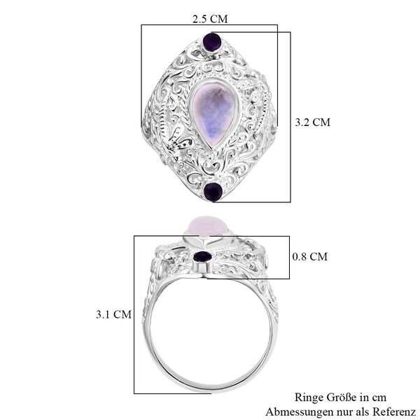 Royal Bali Kollektion- Regenbogen Mondstein und afrikanischer Amethyst-Ring - 2,84 ct. image number 5