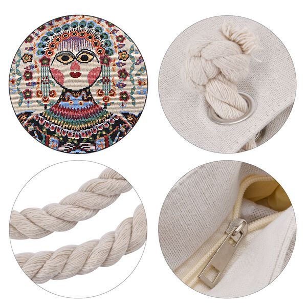 Jacquard gewebte Jute-Tasche mit Mond Design, 42x34 cm, Boho image number 6