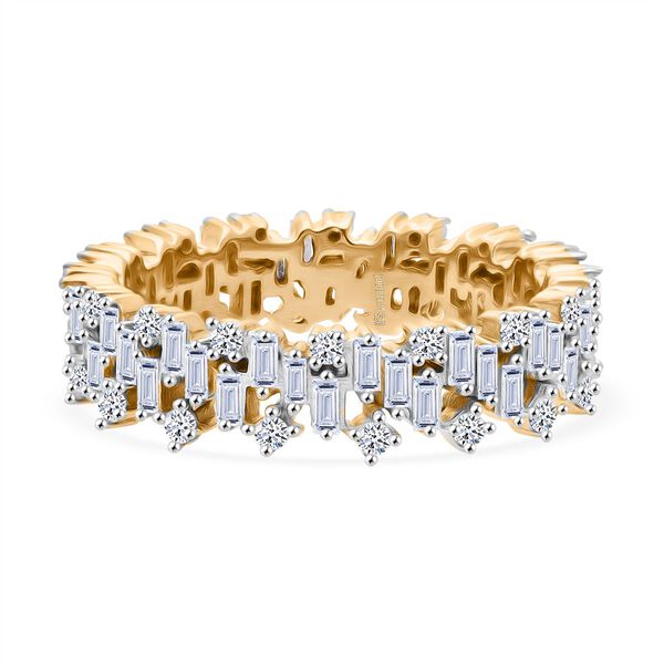 LUXURIANT DIAMOND - Lab Grown Diamant SI-GH SGL zertifiziert Ring, 925 Silber 750 Gelbgold Vermeil (Größe 19.00) ca. 1,00 ct image number 0