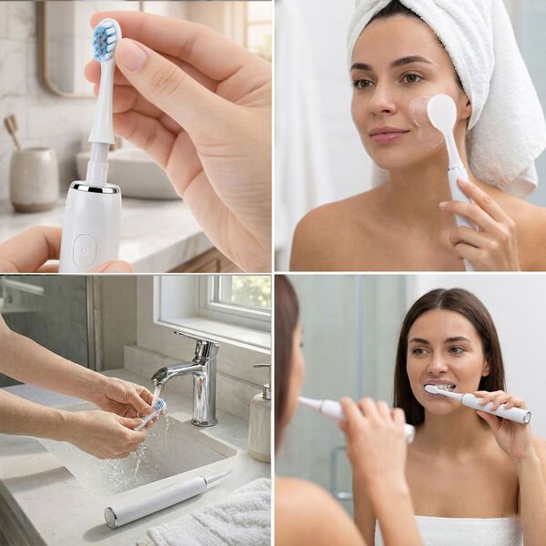 USB charging frequency sonic electric toothbrush - white Size: 24.5*2.5cm                              Weight: 116g                                    Material: ABS                                             3.7V 14500 lithium battery 500MA  2.5W Maximu image number 2