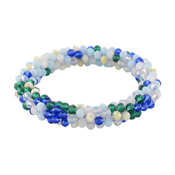 Mehrfarbige blaue Kristall 45cm Halskette und flexibles Armband image number 6