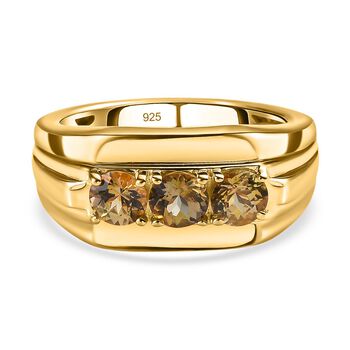 Nat&uuml;rlicher goldener Tansanit Ring, 925 Silber Gelbgold Vermeil (Gr&ouml;&szlig;e 18.00) 1,05 Carat ca. 1.16 ct