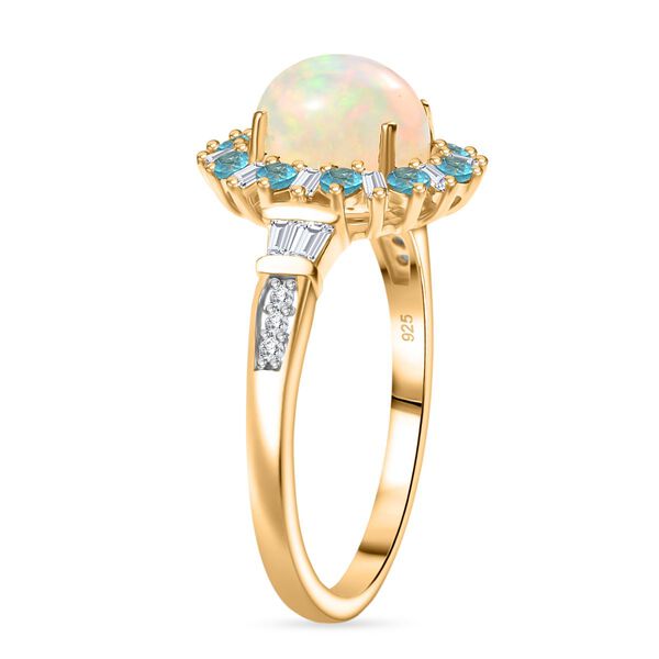 AA Natürlicher, äthiopischer Welo Opal, Neon Apatit und Moissanit Ring - 1,97 ct. image number 5