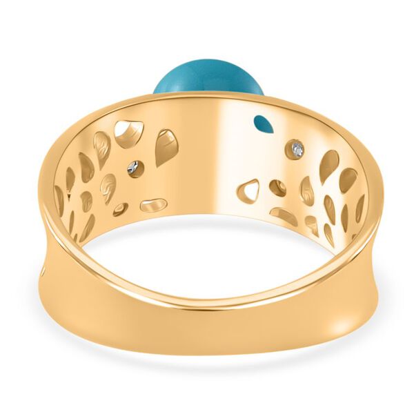 Sleeping Beauty Türkis farbe Muschelperle, Moissanit Ring 925 Silber 750 Gelbgold Vermeil (Größe 16.00) image number 4