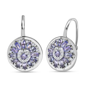 Tansanit und Zirkon Cluster Ohrringe - 2,67 ct.