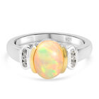 Natürlicher Äthiopischer Opal und Zirkon Ring 925 Silber zweifarbige Überzug image number 0