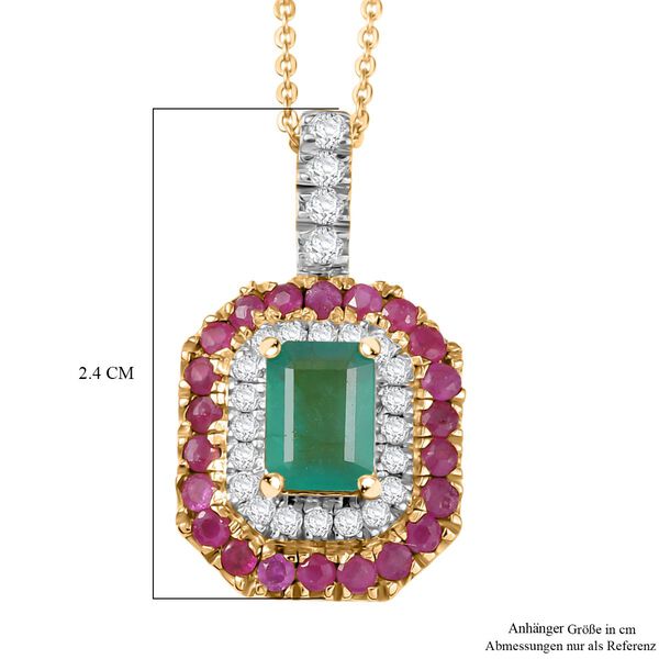 D’Joy AAA Kagem sambischer Smaragd, Mosambik Rubin und Moissanit Ring und Anhänger mit 50cm Kette image number 7