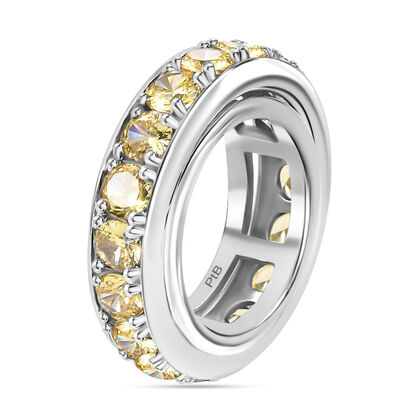 Gelber Zirkonia Ring Messing platiniert (Gr&ouml;&szlig;e 17.00)