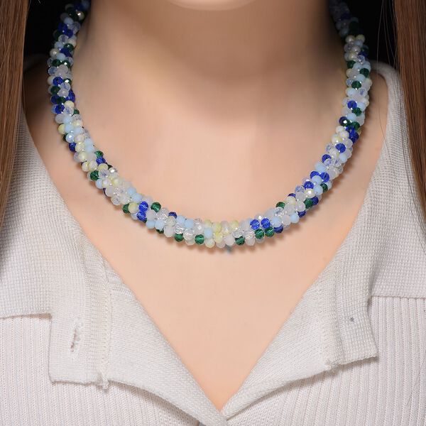 Mehrfarbige blaue Kristall 45cm Halskette image number 2