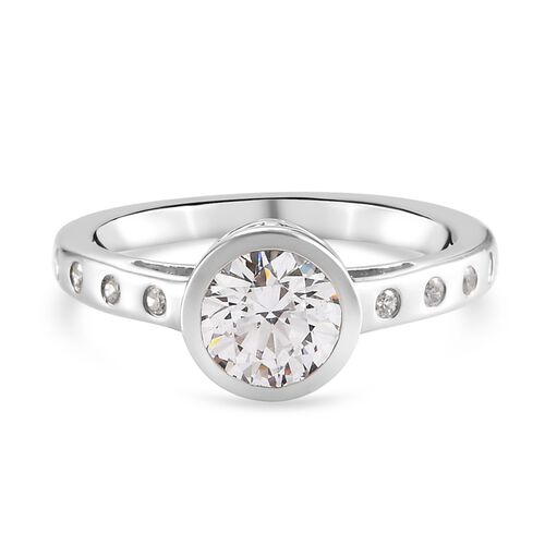 LUSTRO STELLA Hergestellt mit ZIRKONIA Solitär Ring 925 Silber Platin-Überzug (Größe 16.00) ca. 1,76 ct image number 0