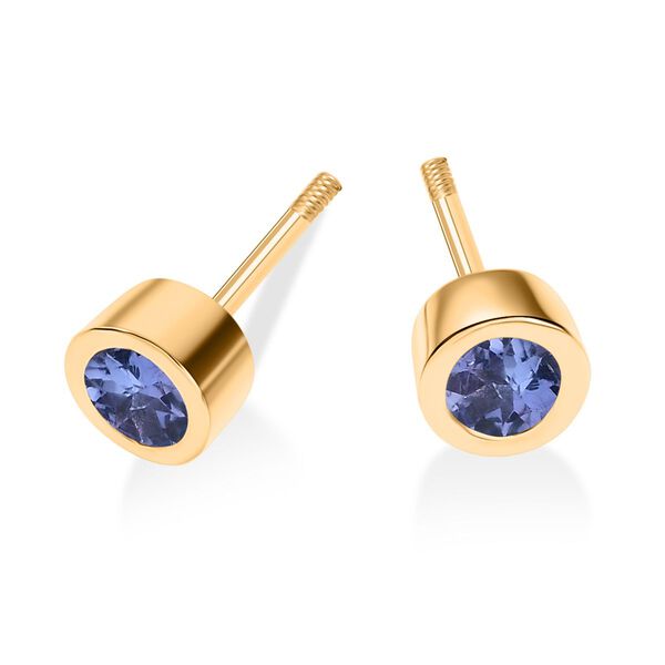 Tansanit Ohrringe, 925 Silber 750 Gelbgold Vermeil - 0,53 ct. image number 6